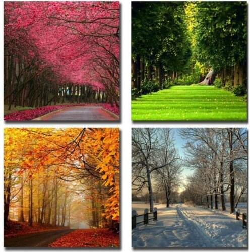 Four Seasons Trees Landscape 5D round square diamond embroidery Diy full sets diamond painting mosaic pictures rhinestones 4 pcs