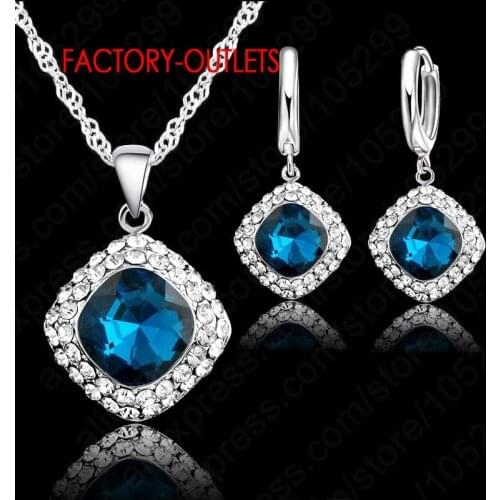 925 Crystal Necklace Jewelry Set Colorful Crystal Rhinestone Necklace Earring Jewelry Promotion Price