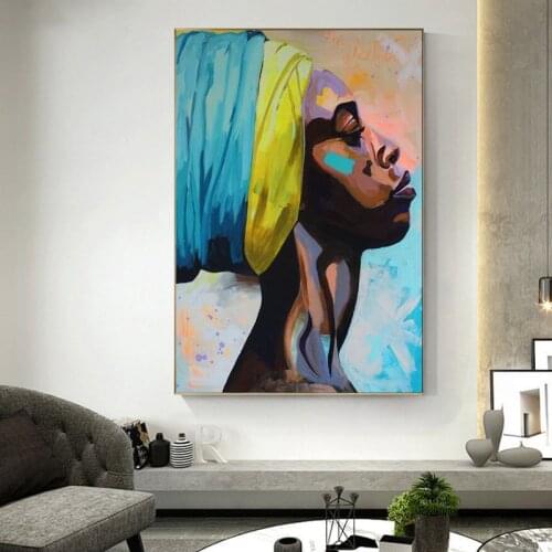 African Woman Abstract Canvas Paintings On the Wall Art Posters And Prints Portrait Of Black Woman Canvas Art Picture Home Decor