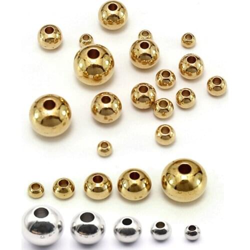 50Pcs Stainless Steel Smooth Bead Solid Drilling Perforation Bead Gold Bead DIY Bracelet Necklace Jewelry Accessories