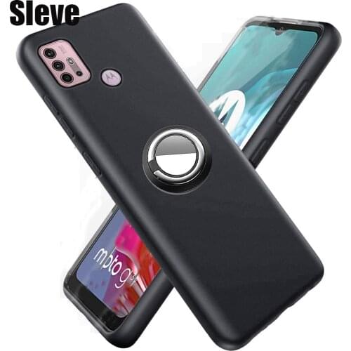 Black Soft TPU Ring Holder Case For Motolora Moto GPlay Power Stylus 2021 G30 G10 Edge S E7 Power 5G One Fusion Plus Vison G8 G9