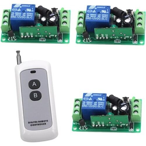 DC 12V 10A wireless Remote Control switch 2 channel Transmitter and 3PCS 1 channel Receiver with case SKU: 5362