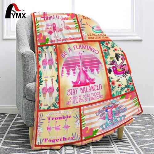 FYMX Pink Flamingo Single Blanket Blue Dragonfly Flannel Blanket For Living Room Sofa Rest Entertainment