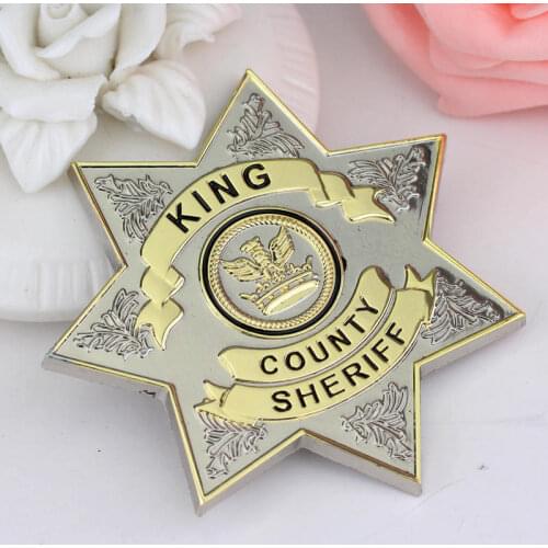 The Walking Dead Star King County Uniform Sheriff Letter Badge Brooch Gaes Jewelry Cosplay Lapel Pin Brooches Props Accessories