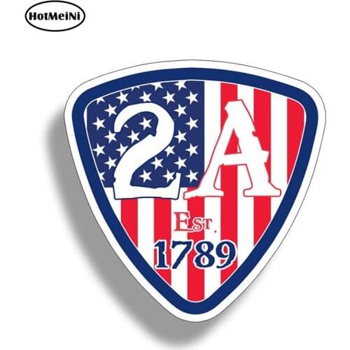 HotMeiNi 12cm X 12cm 2A 2nd Amendment USA Flag Sticker Decal Gun Control US Car Truck Graphic Laptop Decor Car Styling