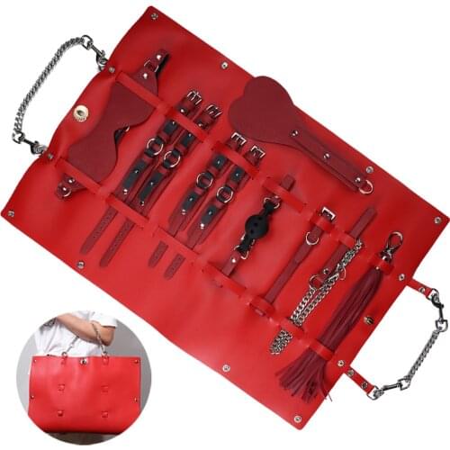 Quality Sex Toys For Woman Bdsm Bondage Set Handcuffs Adult Games Leather Spanking Collar Ankle Cuff Handcuffs Gag Erotic Set