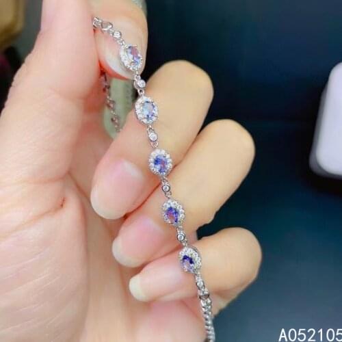 KJJEAXCMY fine jewelry 925 sterling silver inlaid Natural Tanzanite women popular elegant OL style gem hand bracelet support det