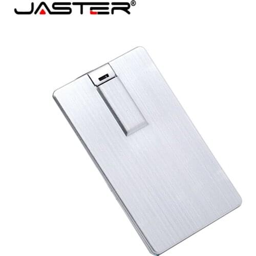 JASTER Usb Flash Drives 4GB 8GB 16GB 32GB 64GB Metal Card Pendrive Business Gift Usb Stick Credit Card Pen Drive