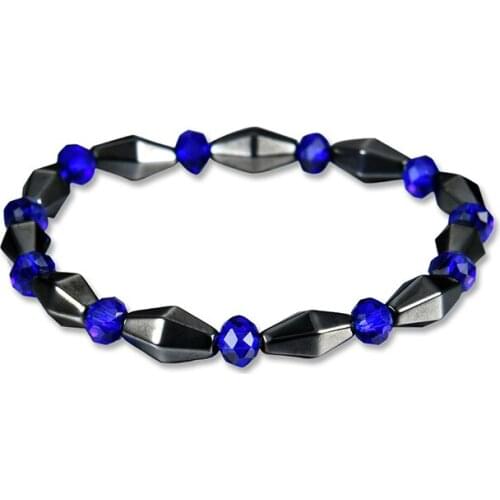 Natural Stone Black Beads Bracelet Blue Stone Ethnic Bracelet Health Care Hematite Magnetic Bracelet
