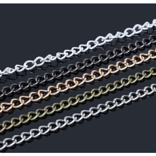 Hot Selling 5 Meters/lot 6x4mm Metal Plated Necklace Chains For DIY Necklaces & Bracelets Jewelry Findings Making
