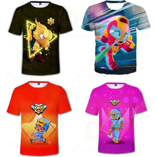 Cute Crow t shirts Browlers Barley and Star,Children Shoot Game 3D T-shirt Clothing Harajuku Fashion Kids Leon Tops Boys Girls