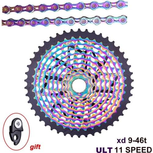 MTB 11 Speed Groupset 9-46T ULT XD Colorful Cassette Bicycle Freewheel and SX11EL Rainbow Chain 11v Bike Group Set Bike Parts