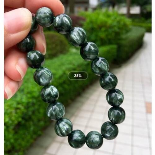 Top Natural Green Seraphinite Gemstone Round Beads Bracelet For Women Men Powerful Crystal Bracelet 8mm 9mm 11mm 12mm 13mm AAAAA