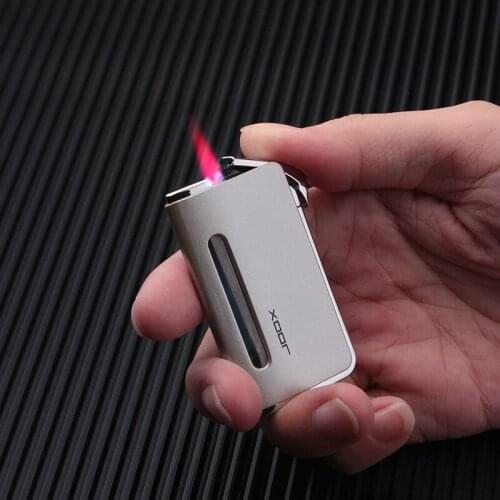 New Ultra Thin Metal Jet Lighter Torch Turbo Windproof Gas Butane Compact Cigar Cigarettes Portable Lighters Smoking Accessories