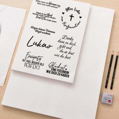 Blessing Lettering German Wishes Clear Stamps for Card Making Decoration and DIY Scrapbooking Silicone Stamps for Handmade Props