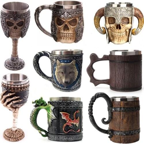 Retro Beer Cup Skull Mug Espresso Coffee Cup Set Handmade Beer Mug Tea glass Whiskey Glass Cups Drinkware