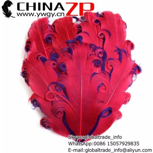 Made in CHINAZP Factory 50pcs/lot Cheap Hot Pink and Purple Nagorie Goose Curly Baby headband Feather Pads