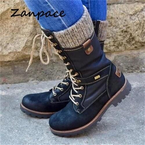 2020 Winter Fashion Boots Women Mid-Calf Boots Round Toe Snow Boots Thigh High Suede Keep Warm Shoes Wool Zipper Martin Boots