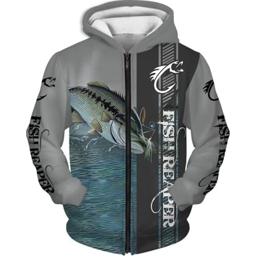 Stitching graffiti silver fish hook flying fish print fashion mens zipper hooded sweatshirt