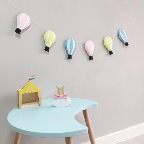 Ins Nordic Hot Air Balloon Garlands Kids Room Decoration Wall Hanging Ornament Baby Bed Tent String Pendant Nursery Decor