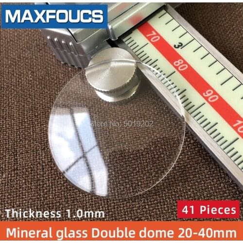 Table glass mineral glass Double dome thickness 1.0 mm diameter 20 mm ~ 40 mm 41 piece Transparent crystal
