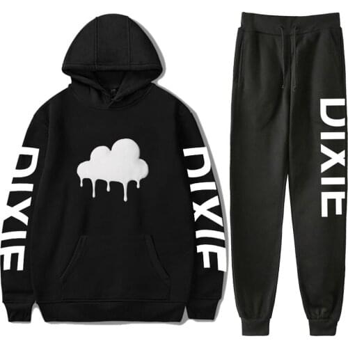 Popular Autumn Dixie DAmelio CLOUDED Hoodie Sweatshirts Suits Men Women Casual Boys Girls Black Hoodies+Sweapants Sets Clothing