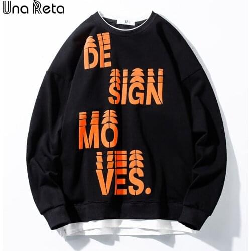 Una Reta Sweatshirts Spring Autumn Men Clothing Hip Hop Pullover Harajuku Tops Letter Print Oversized Sweatshirt Man