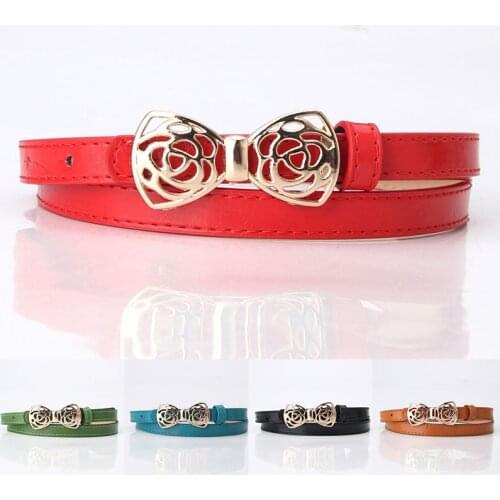 Thin Women Belts Bowknot Buckle Female Belts Designer Girl Ladies Black White Dress Decor Waist Belts cinturon mujer