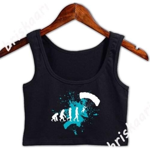Paragliding Paraglider Womens Knotted Crop Top For Girls Print Top Plus Size 3xl Girls Pictures Gift Spring Autumn Vest