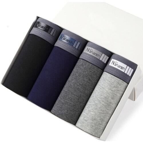 4pcs/lot Cotton Male Panties Mens Underwear Boxers Breathable Men Boxer Solid Underpants Comfort Shorts calzoncillo hombre MY292