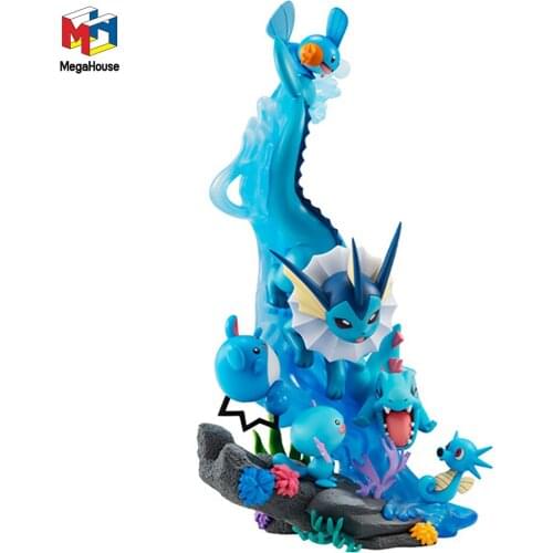In Stock Megahouse Gem Pokemon Figures Mudkip Vaporeon Eevee Totodile Anime Model Collection Action Figure Toys for Kids