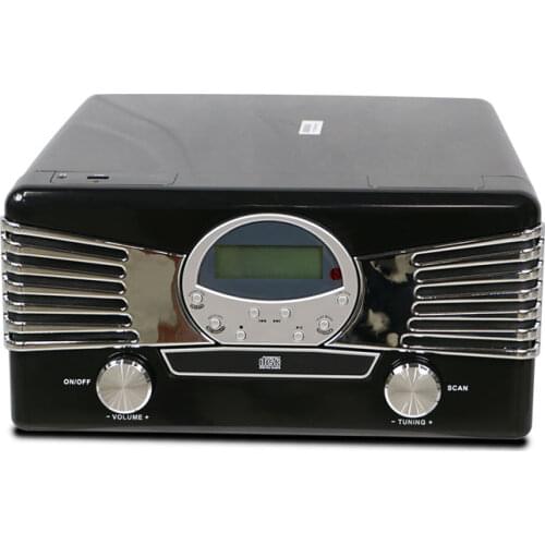 Wholesale good quality LP Phono high end 3-speed record player retro wireless blue-tooth turntable with CD MP3 play funct