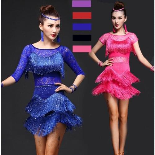 Latin Dance Dresses Women/Girls Sexy Sequin Fringe Skirt Ballroom/Tango/Salsa/Rumba/Latin Dresses Clothes For Sale