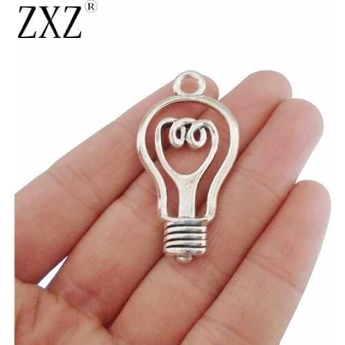 ZXZ 5pcs Large Light Bulb Charms Pendants Beads 2 Sided for Jewelry Making Findings 46x24mm