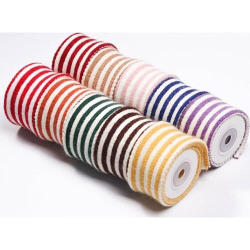 1 yards Stripes Wool Ribbon diy Bow Hairwear Material Gift Box Bouquet Packaging Ribbons Clothing Hat Decor Accessories