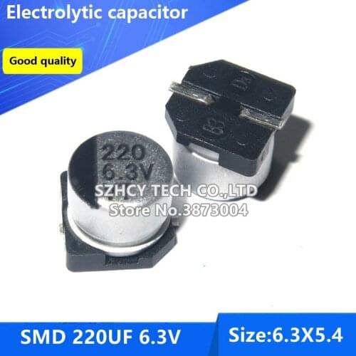 100pcs SMD 220UF 6.3V 6.3*5.4 Electrolytic capacitor