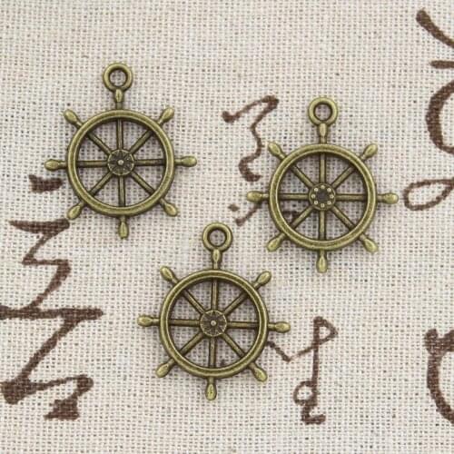 15pcs Charms Rudder Helm Sea 27x23mm Handmade Pendant Making fit,Vintage Tibetan Bronze Silver color,DIY For Bracelet Necklace
