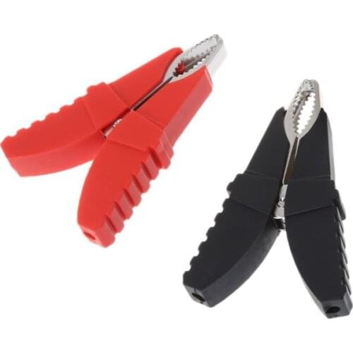2pcs Red Black Butterfly Type Insulated Alligator Clips Testing Clamps For Car Battery Clip Power Test Cables