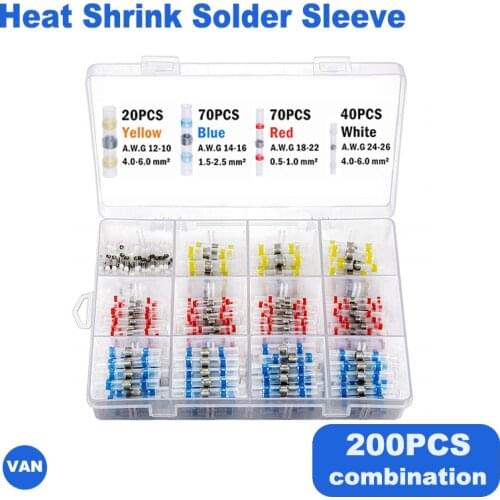 200PCS SST Combination Waterproof Tin Solder Ring Heat Shrink in Connection Pipe Tin Solder Terminal Set