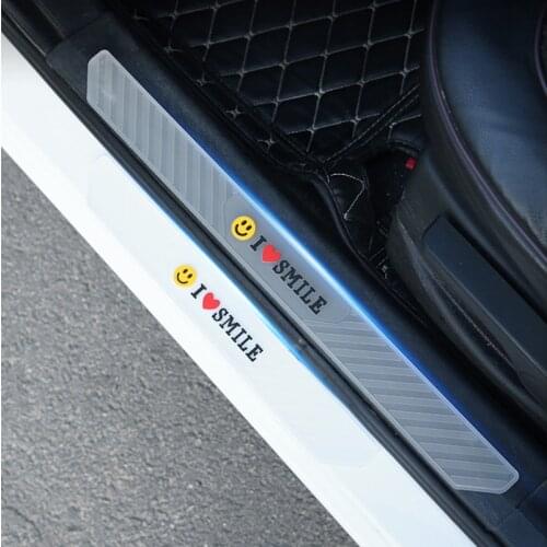 4pcs Car Door Sill Guard Anti Scratch Protector Strip Rubber Threshold Bar Anti-collision Protection Strips Anti Kick Stickers