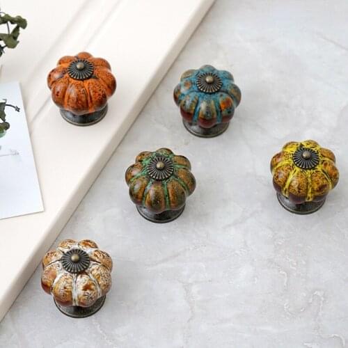 40mm Furniture Handle Pumpkin Leopard Ceramic Colored Handle Drawer Pull Kitchen Cabinet Door Wardrobe Handles Hardware