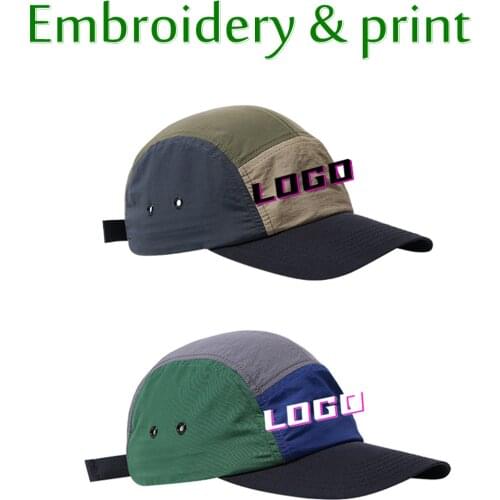 Custom Logo 5 Panel Baseball Caps For Men Vintage Color Stitching Snapback Caps Cotton Diy Hats Women Sport Hat Gorras Hombre