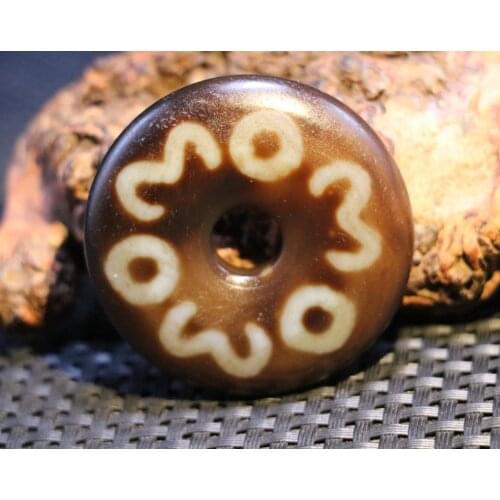 AA Magic Energy LKbrother Talisman Tibetan Old Agate 5 Eye Ruyi Lotus Flower Treasure Bottle dZi Bead Amulet Safety Knot Pendant