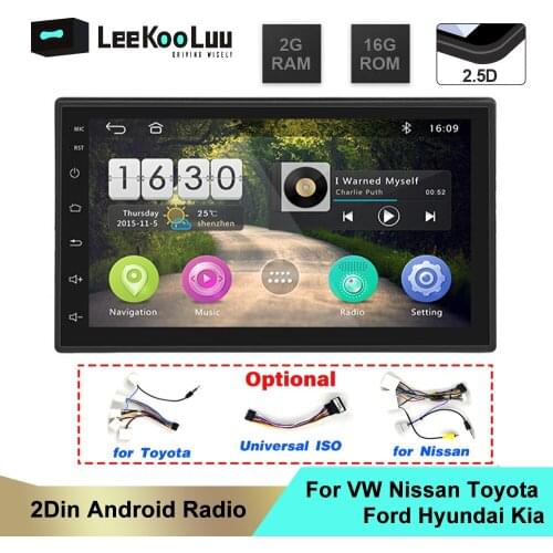 LeeKooLuu 2 Din Car Radio 2.5D 7" Touch Screen GPS Navigation Autoradio 2G +16G Car Stereo for Nissan Toyota Android Multimedia