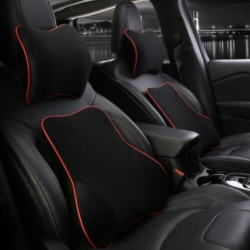 Car Neck Pillow Lumbar Waist Support Headrest Pillows Back Cushion Seat Supports Memory Foam Seat Covers Auto Accessories