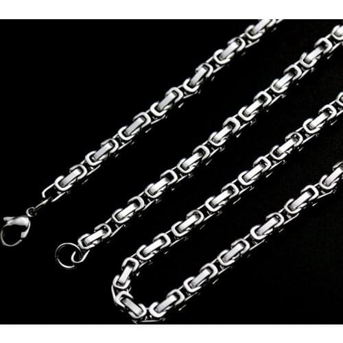 Men Boy Women Chain 316 Stainless Steel Byzantine Box Link Necklace Fit Pendant drop shpping