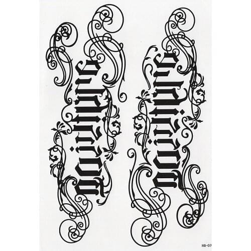 BLACK LETTERS TEMPORARY TATTOOS, SET, ALPHABET, ARM, FINGER, MENS, WOMENS, KIDS, BLACK