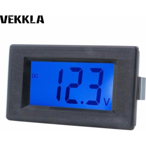 DC4-30V LED Panel Meter Digital Voltmeter with Two-wire Electrical Instruments Voltage Meters Blue LCD Display Car Accessories