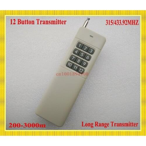 Long Range Remote Control 12 CH Button Transmitter TX Big Button Wireless Remote 200-3000m Radio Remote Key 315/433.92mhz