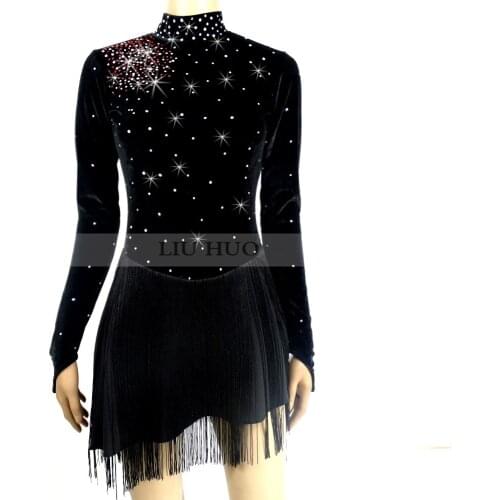 Customized childrens, womens adult figure skating costumes, costumes, skating skirts, competition dresses, black artificial di
